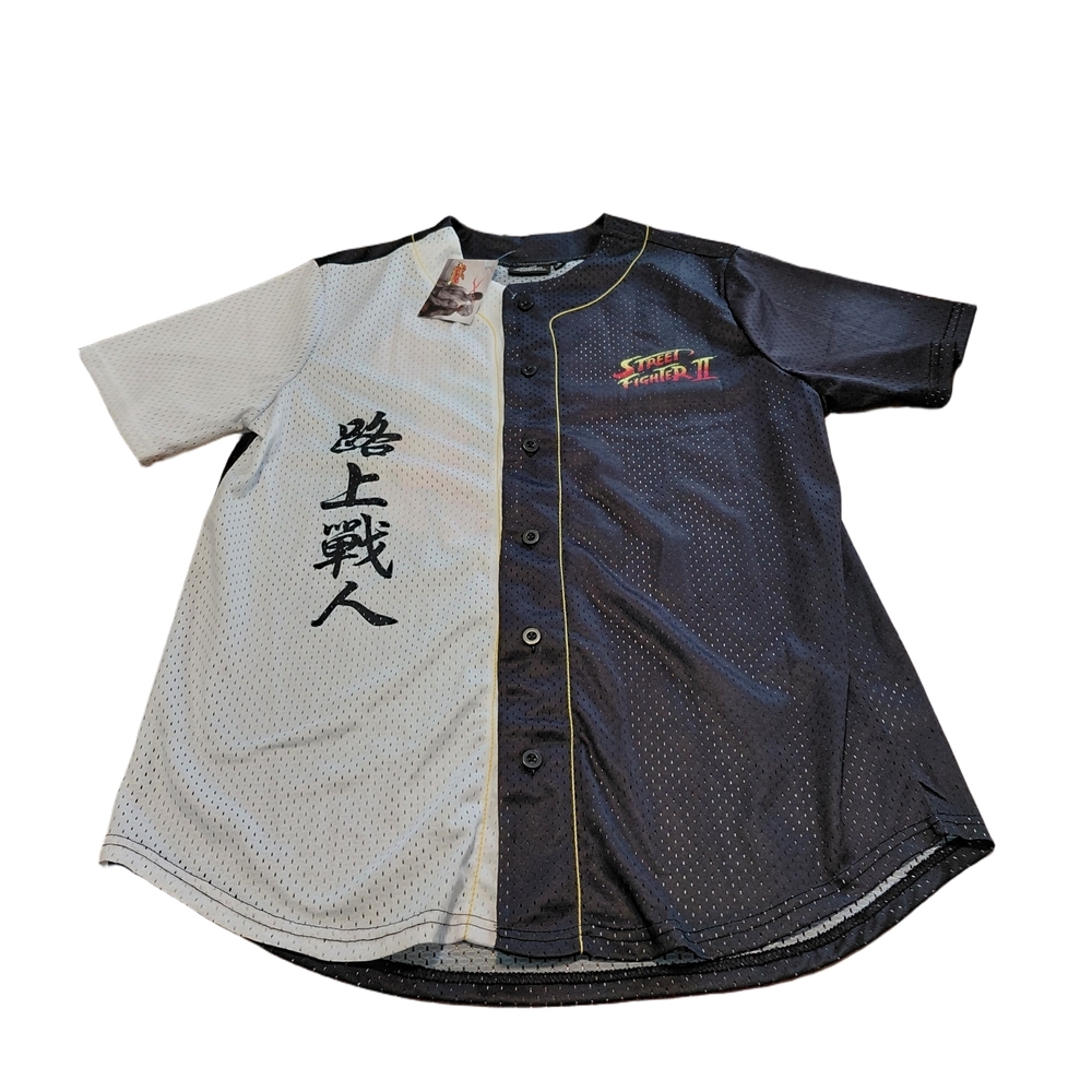 NWT Street Fighter II Mesh Baseball Jersey Capcom Ryu Chun-Li Gaming Medium - Picture 2 of 5
